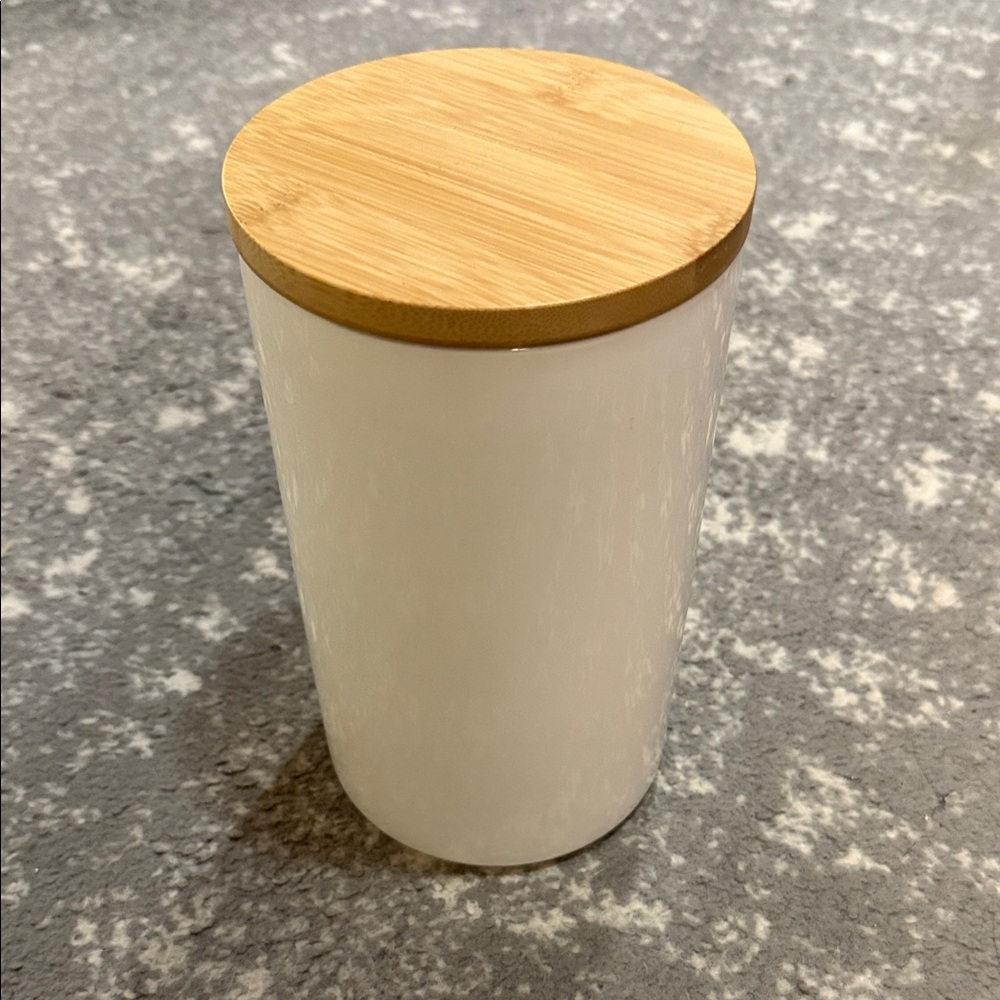 Elegant White Canister with Bamboo Lid